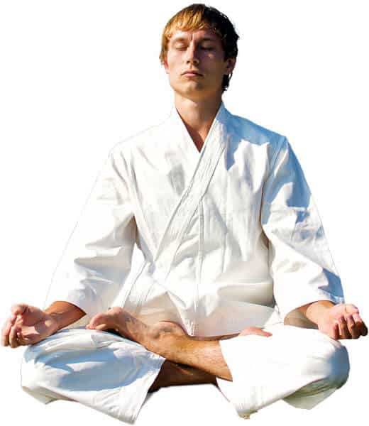 Martial Arts Lessons for Adults in Arlington VA - Young Man Thinking and Meditating in White