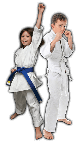 Martial Arts Lessons for Kids in Arlington VA - Happy Blue Belt Girl and Focused Boy Banner